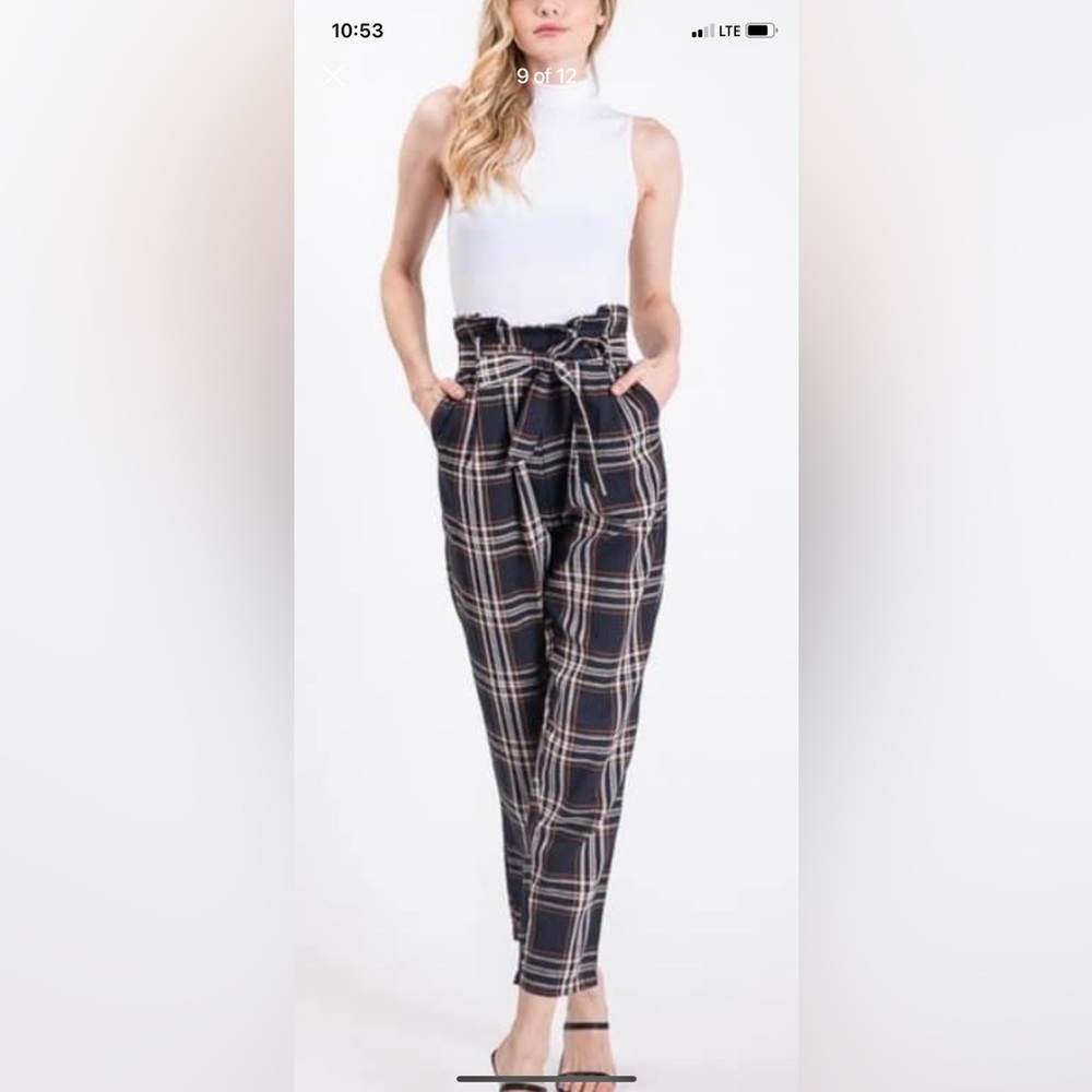 Plaid High-Waisted Women's Pantsuit
